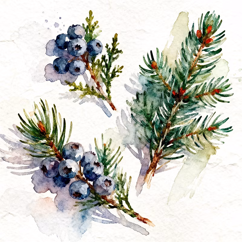 Green herbs and black berries