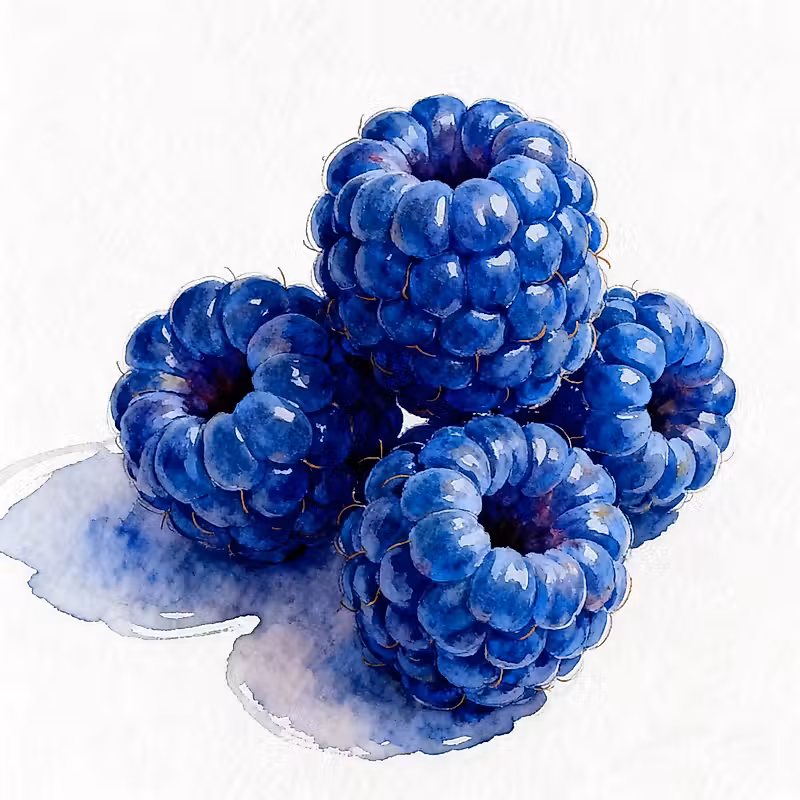 Quatre morceaux de framboises bleues