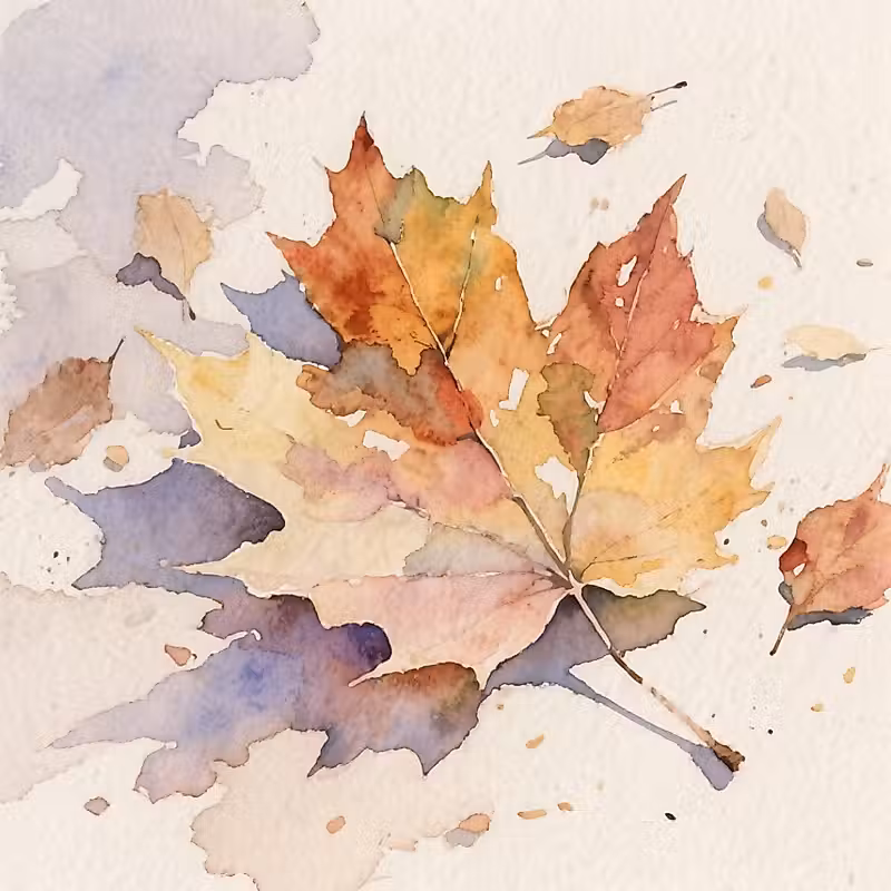 une peinture à l'aquarelle d'une feuille d'érable