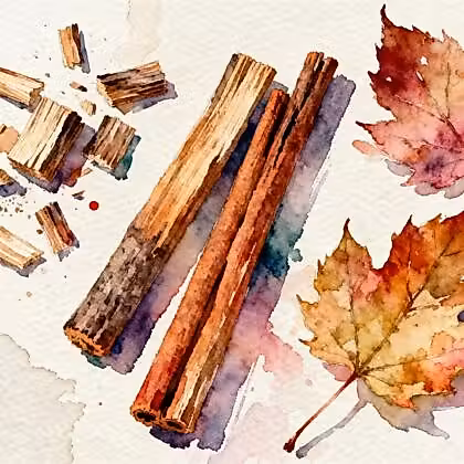 Wood sticks and chips next to dried fall leaves