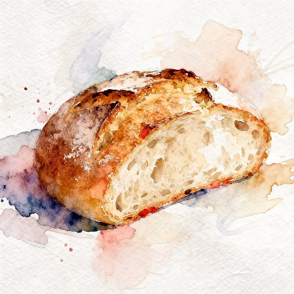 watercolor painting of fresh bread