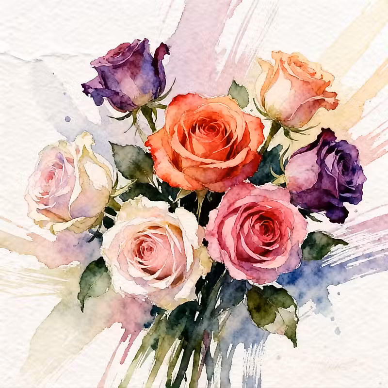 Bouquet de roses de différentes couleurs