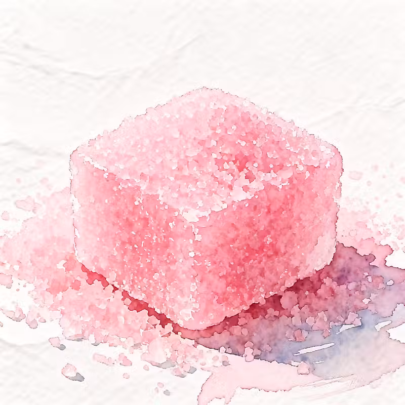Morceau de sucre en cube rose