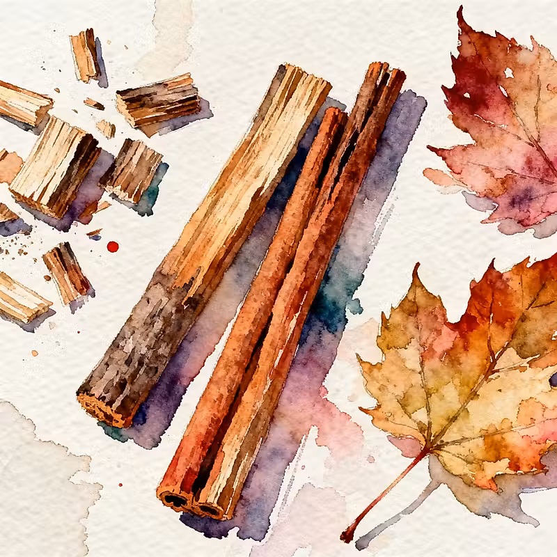 Bâtons et copeaux de bois à côté de feuilles d'automne séchées