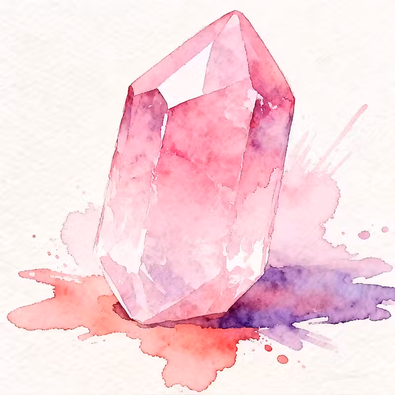 Peinture à l'eau d'un morceau de quartz rose