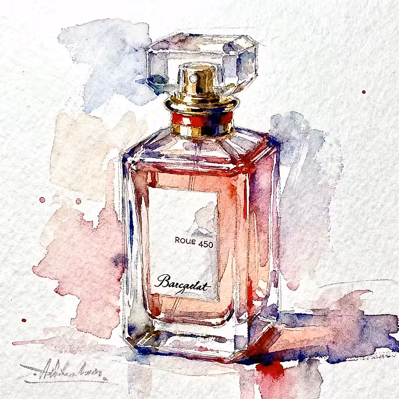 Un flacon de parfum rouge élégant avec une étiquette blanche