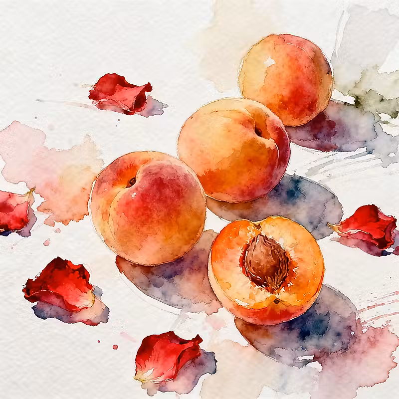Fruits d'abricot juteux avec des pétales rouges
