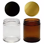 Straight Sided Jar With Metal Lid , Amber / Tranparent (8 Oz)