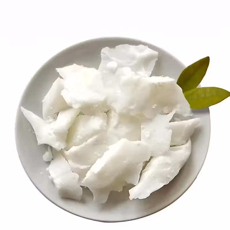 flocons de noix de coco dans une assiette blanche sur fond blanc