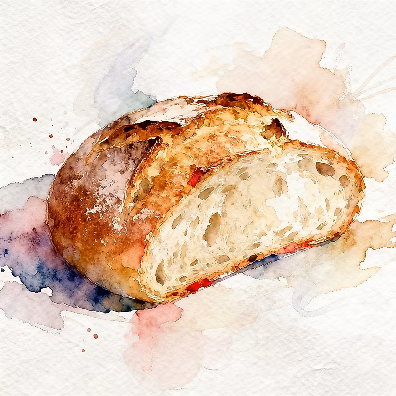 watercolor painting of fresh bread