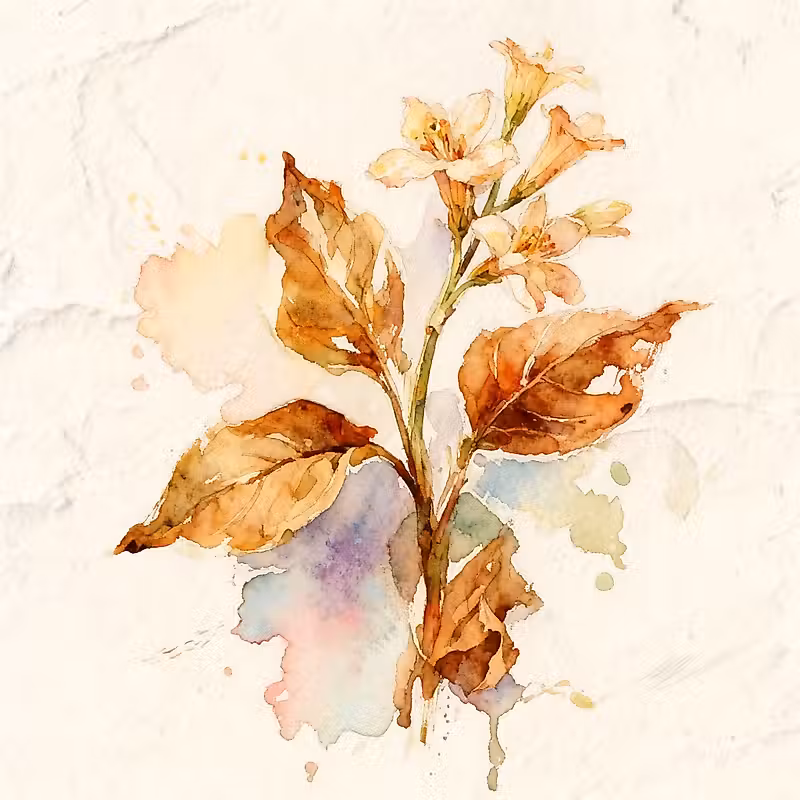 Fleurs de tabac fraîches à côté de feuilles brunes séchées