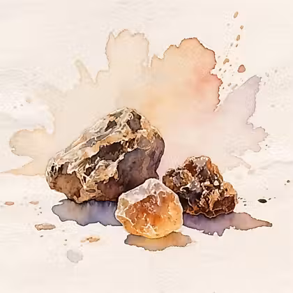 une peinture à l'aquarelle de deux rochers et de l'eau