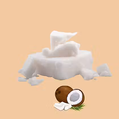 White chunks and opened coconut
