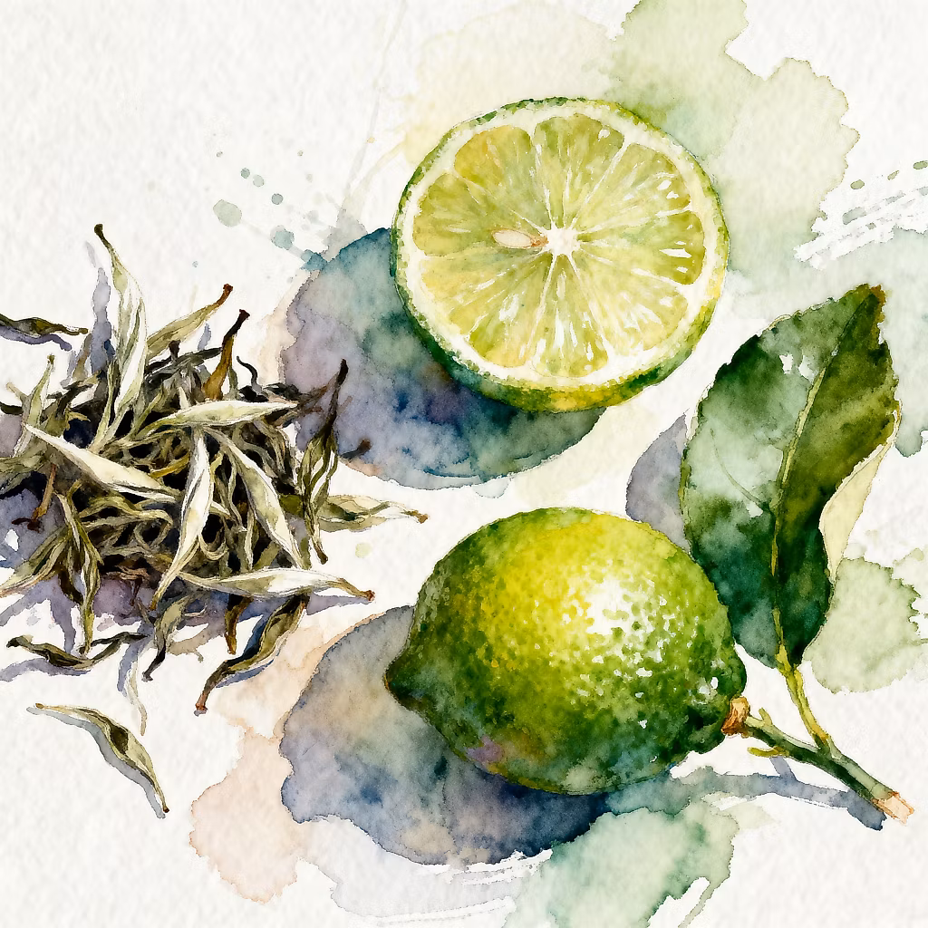 White tea and bergamot fragrance watercolor with soft pastel colors
