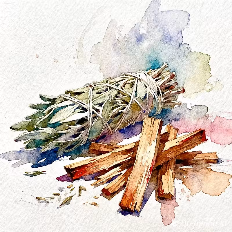 Un bouquet d'herbes fraîches vertes avec des bâtonnets de bois
